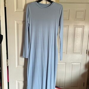 Elegant Blue Long Sleeve Dress